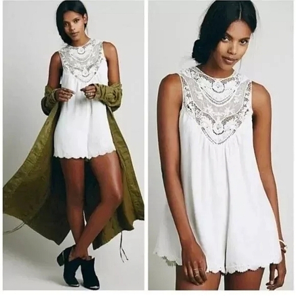 JEN'S PIRATE BOOTY for Free People Black Crochet Lace Romper Playsuit.Size Small - Picture 3 of 16